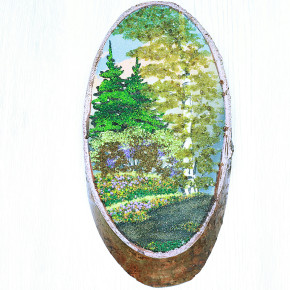 14160367 - Картина на спиле дерева лесная тропинка 30 см осень.